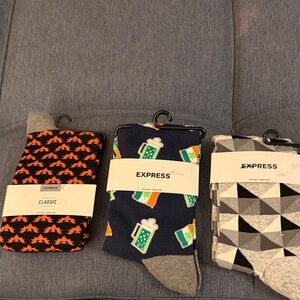 NWT Express Men’s Socks 3 Pairs with Different Patterns. Fits shoe sizes 8-13.
